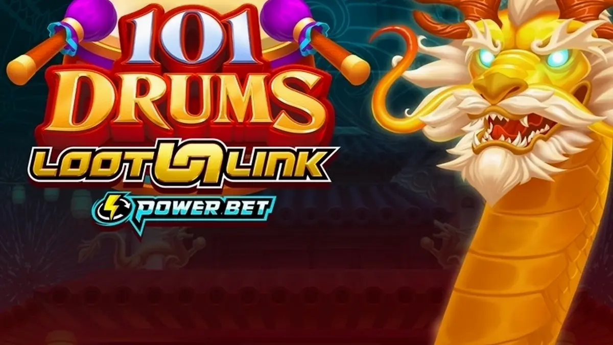Tampilan visual permainan slot 101 Drums dengan latar belakang perkusi yang dinamis